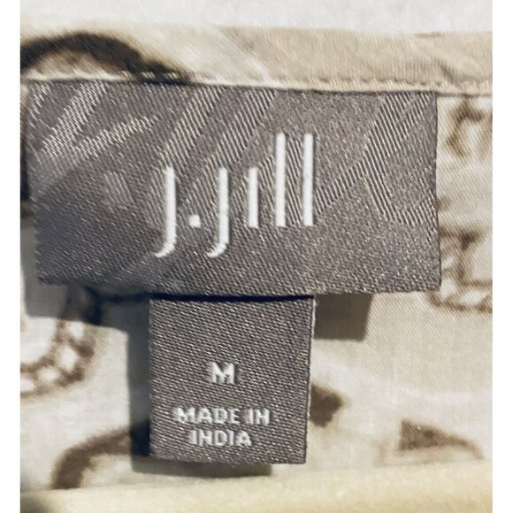 J Jill Peasant Top Womens Large Pleated Front Tie Neck 3/4 Sleeve Cotton Boho - Picture 5 of 8